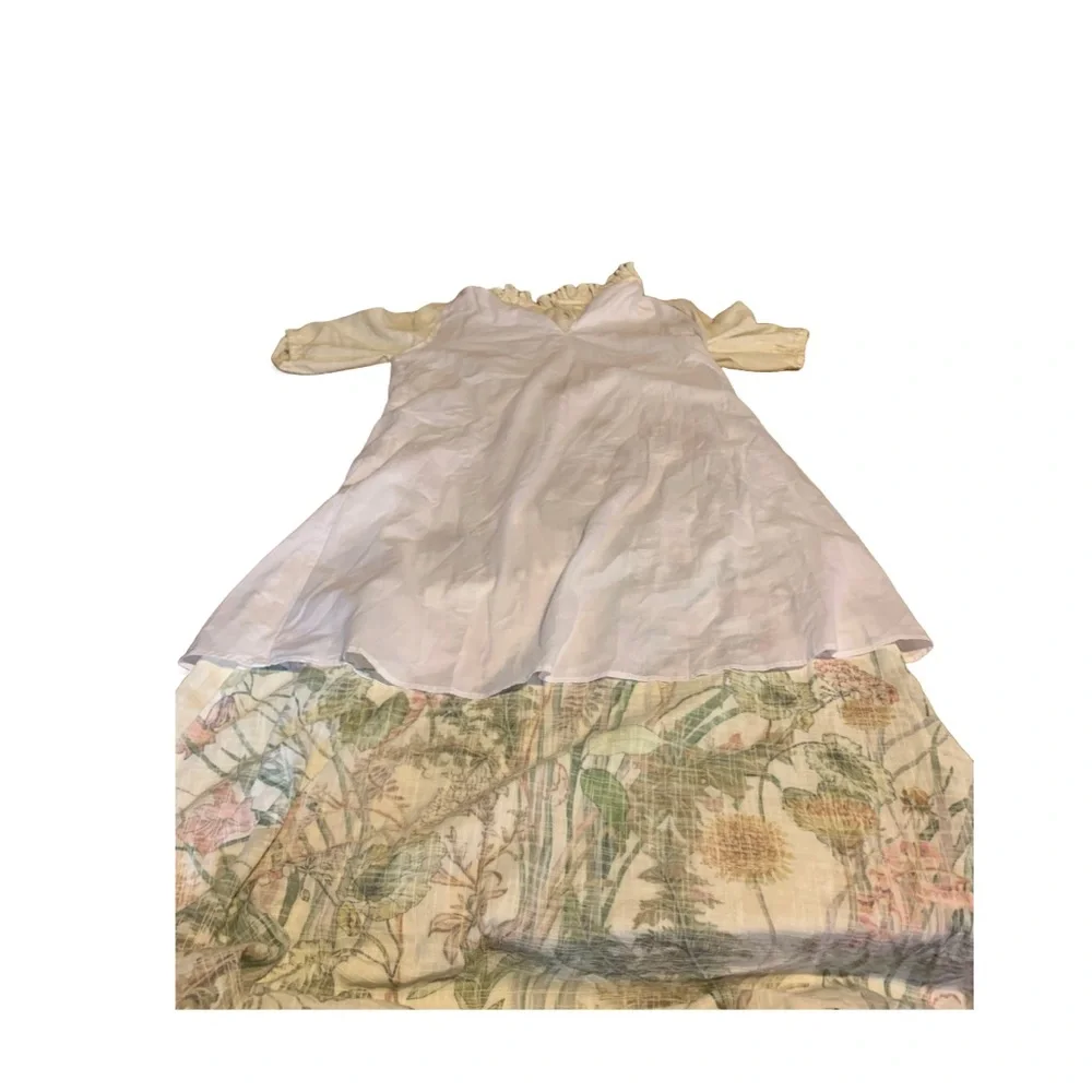 I.N.C. CREAM & GREEN BOTANICAL PRINT KAFTAN STYLE MAXI DRESS NWT (M) - Picture 10 of 13